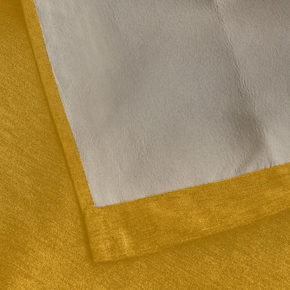 Alan Symonds Ochre Chenille Blackout Pencil Pleat Curtains 229cm x 229cm Image 4