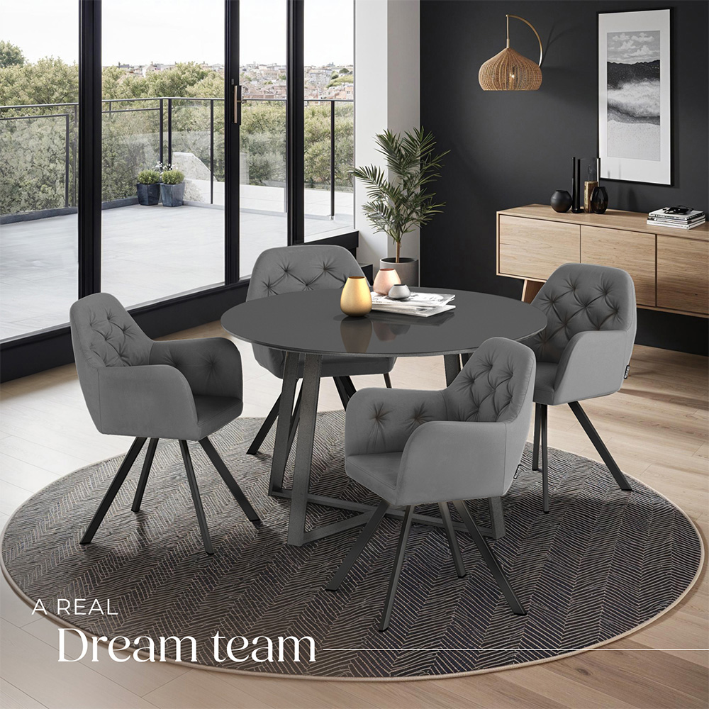 tectake Lucia Set of 4 Anthracite Swivel Armchair Image 4