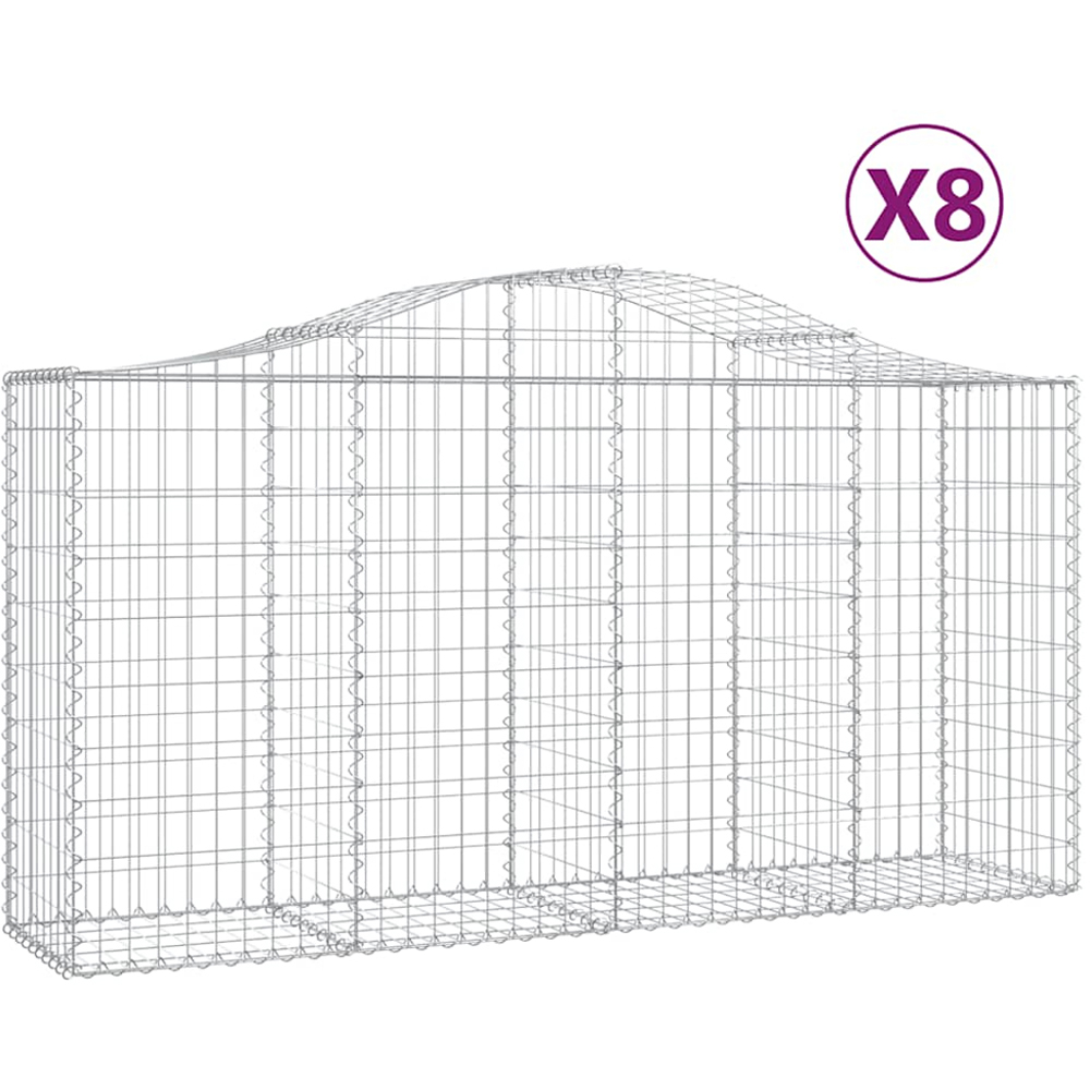 vidaXL Silver Galvanised Iron Arched Gabion Basket 200 x 50 x 100/120cm 8 Pack Image 4