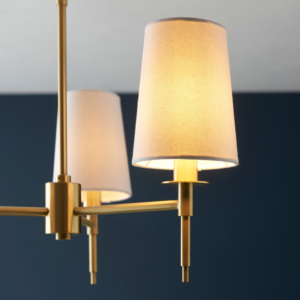 Merano Florence Multi Arm White and Satin Brass 3 Light Pendant Ceiling Lamp Image 4