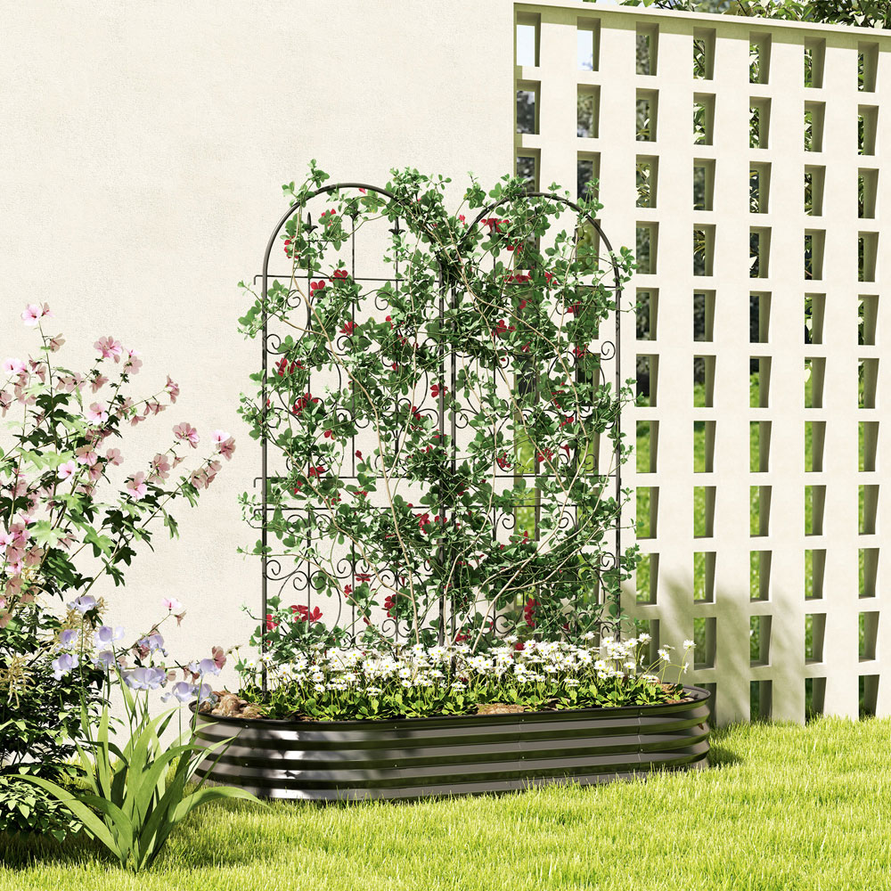 Outsunny Black Garden Trellis 150 x 50cm 2 Pack Image 2