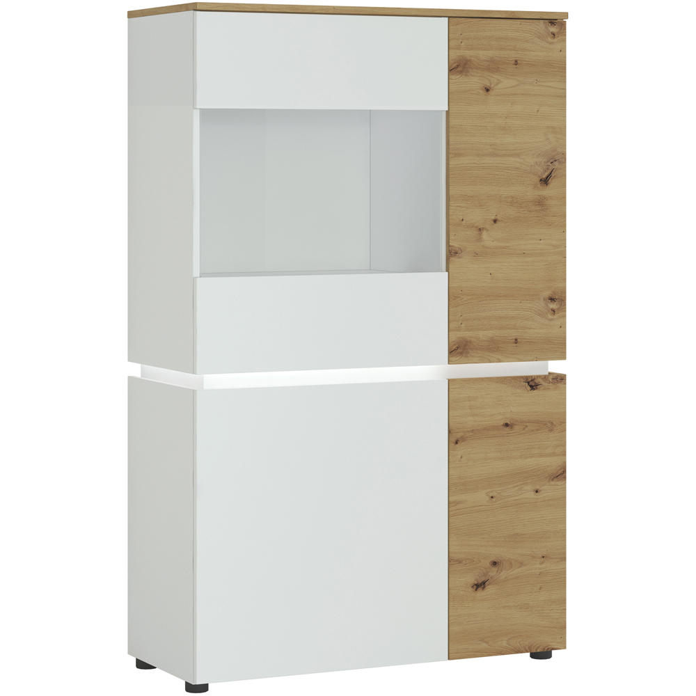 Florence Luci 4 Door White and Oak Low Display Cabinet with LED lighting Image 2