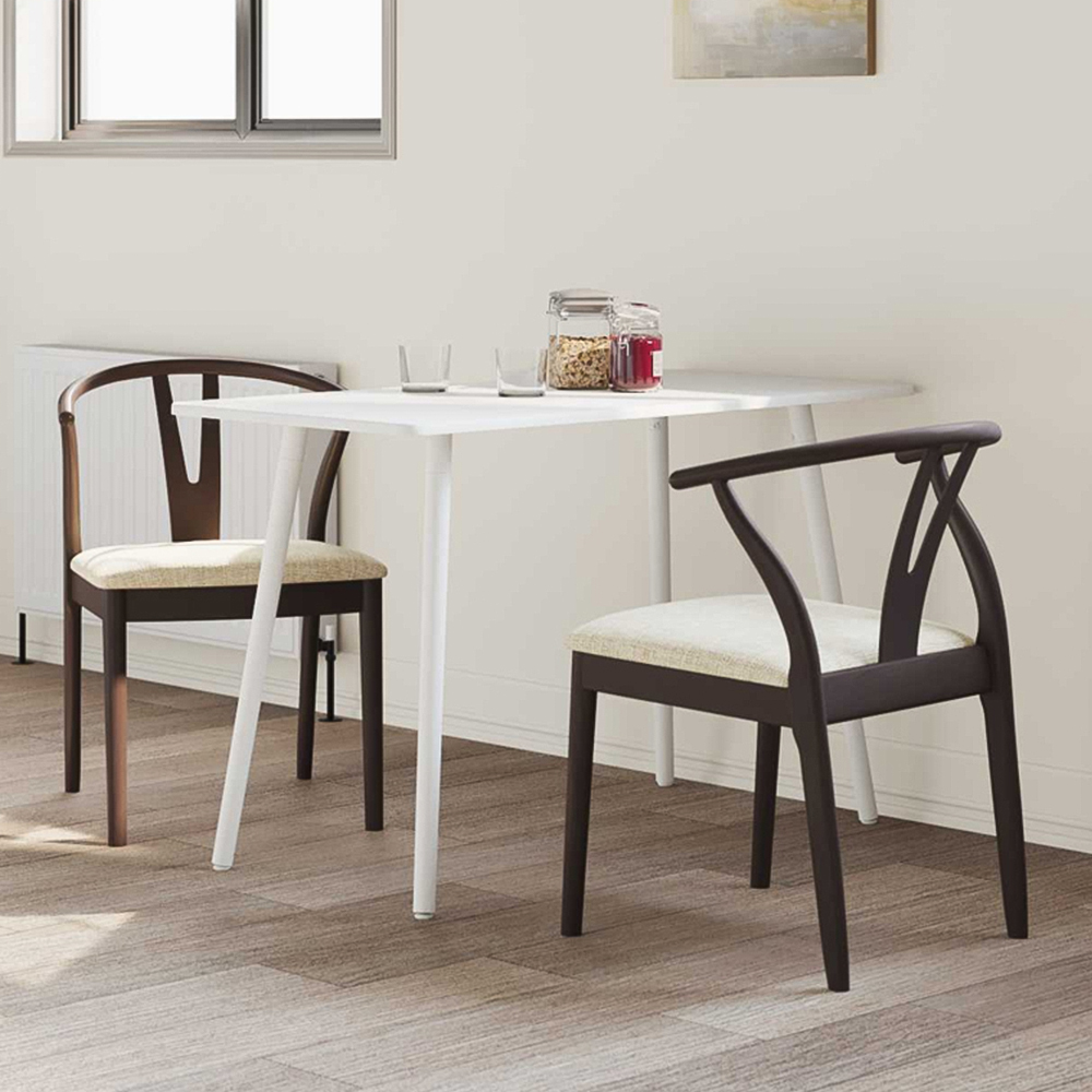 vidaXL Set of 2 Light Brown Rubberwood Vintage Dining Chairs Image 1