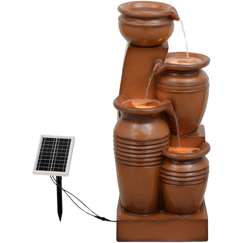 Teamson Home 4-TierLED Solar Powered Terracotta Cascading Urn Outdoor Waterfall Fountain Image 1