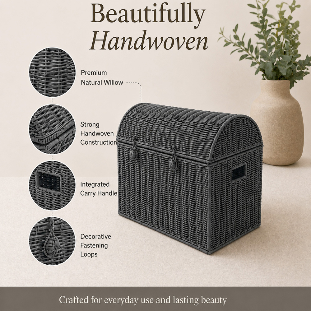 Home Republic Black Rattan Woven Storage Chest Image 3