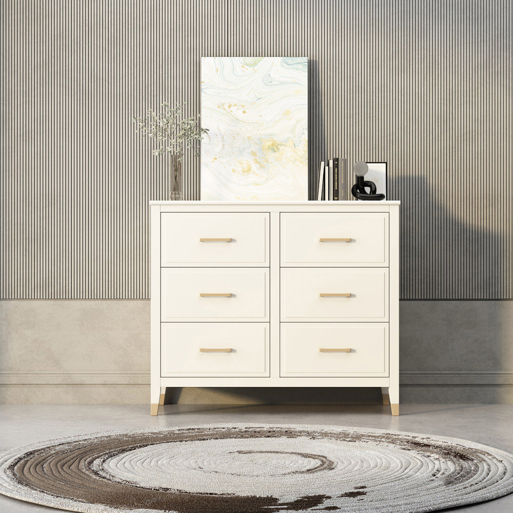 Palazzi 6 Drawer White Chest of Drawers Image 7