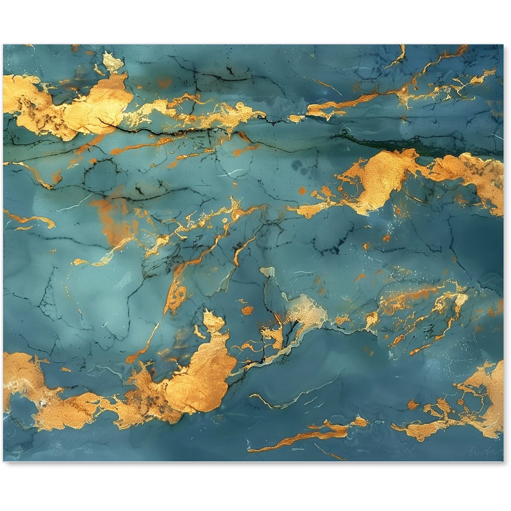 Warren Reed Designer Gold And Azure Marble Effect Glass Kitchen Splashback 75 x 90cm Image 2