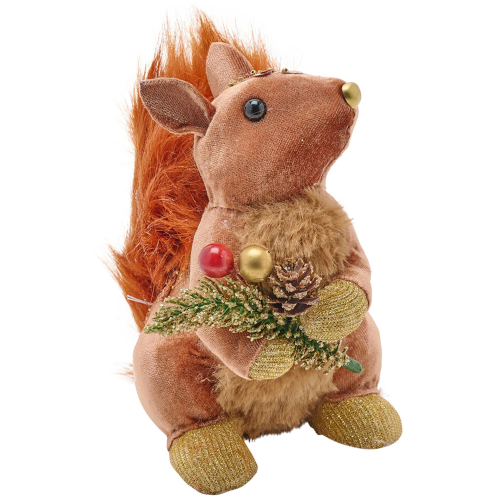 The Christmas Gift Co Squirrel with Pine Cone and Berries Decoration Image 1