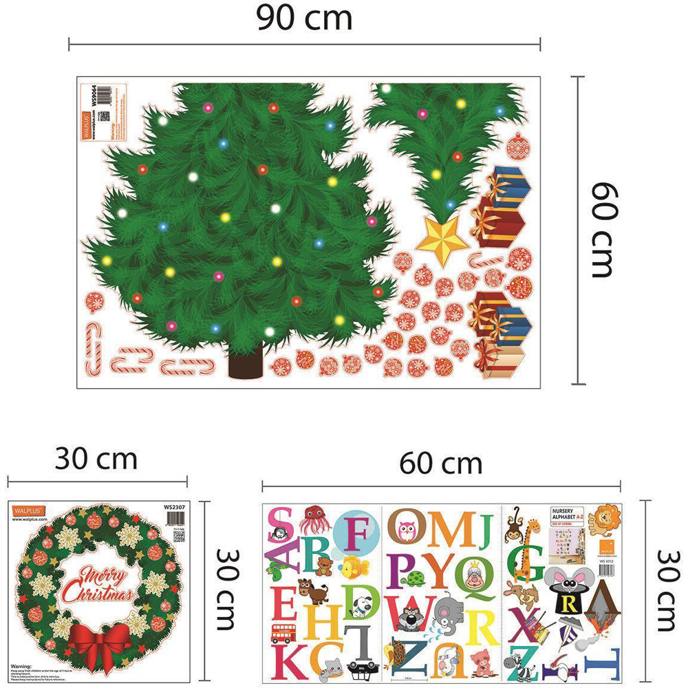Walplus Christmas Tree with Alphabets and Garland Self Adhesive Wall Sticker Image 4
