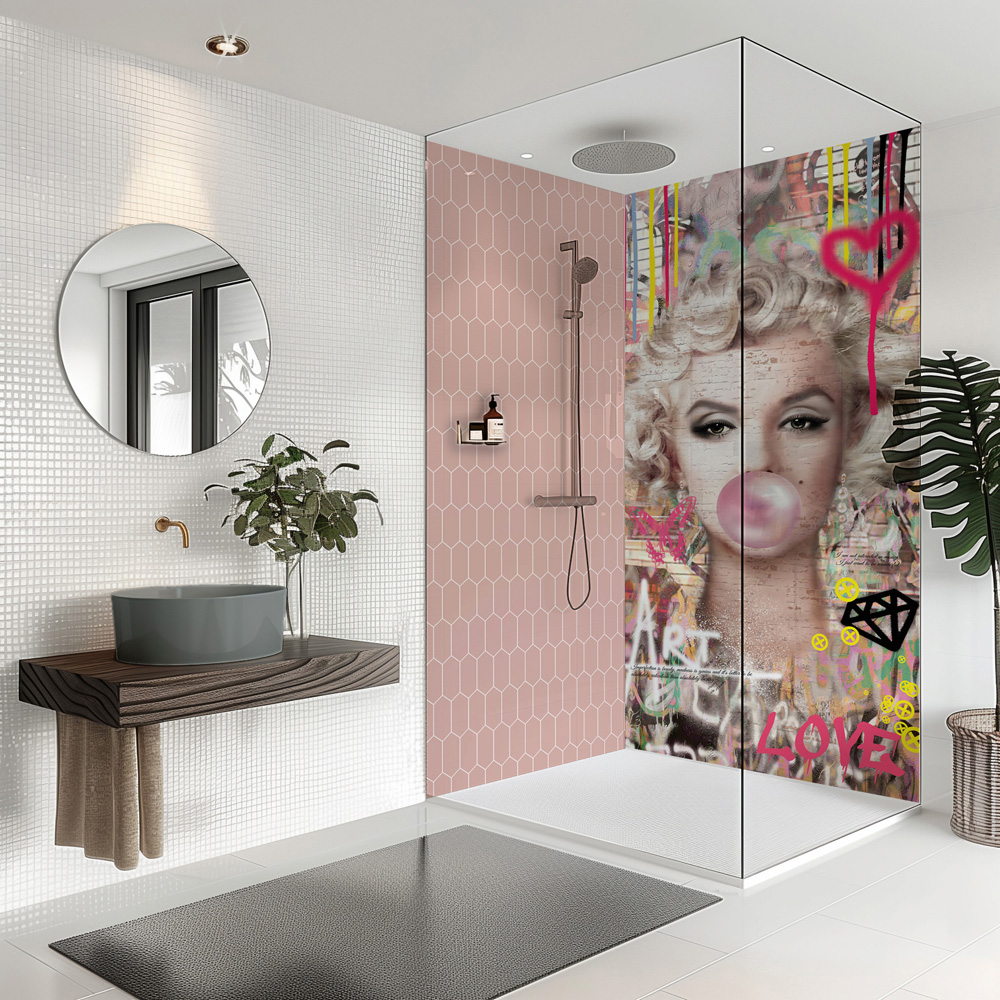 Splashbax Premium Artisan Marilyn Bubblegum Acrylic Bathroom Wall Panel 2400 x 900mm Image 4