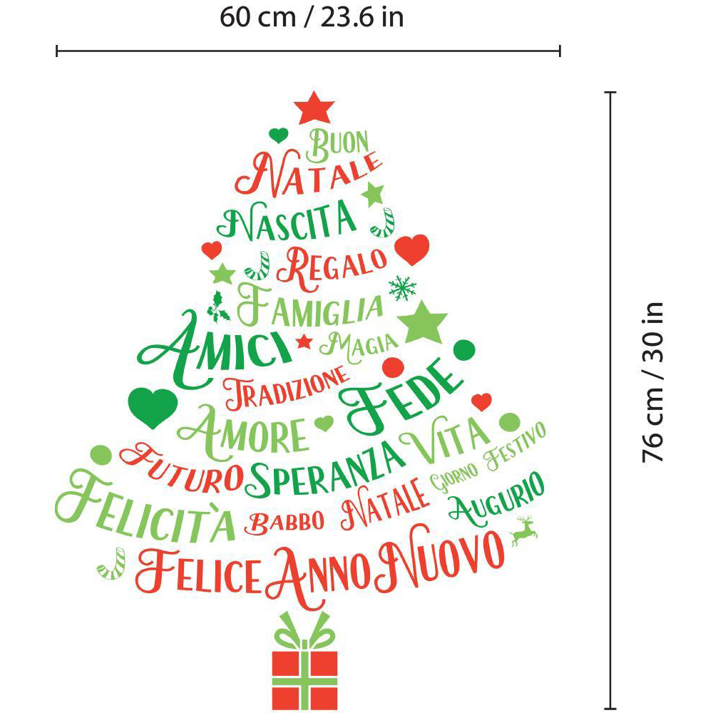 Walplus Italian Quotes Christmas Tree Self Adhesive Wall Stickers 41 Piece Image 6