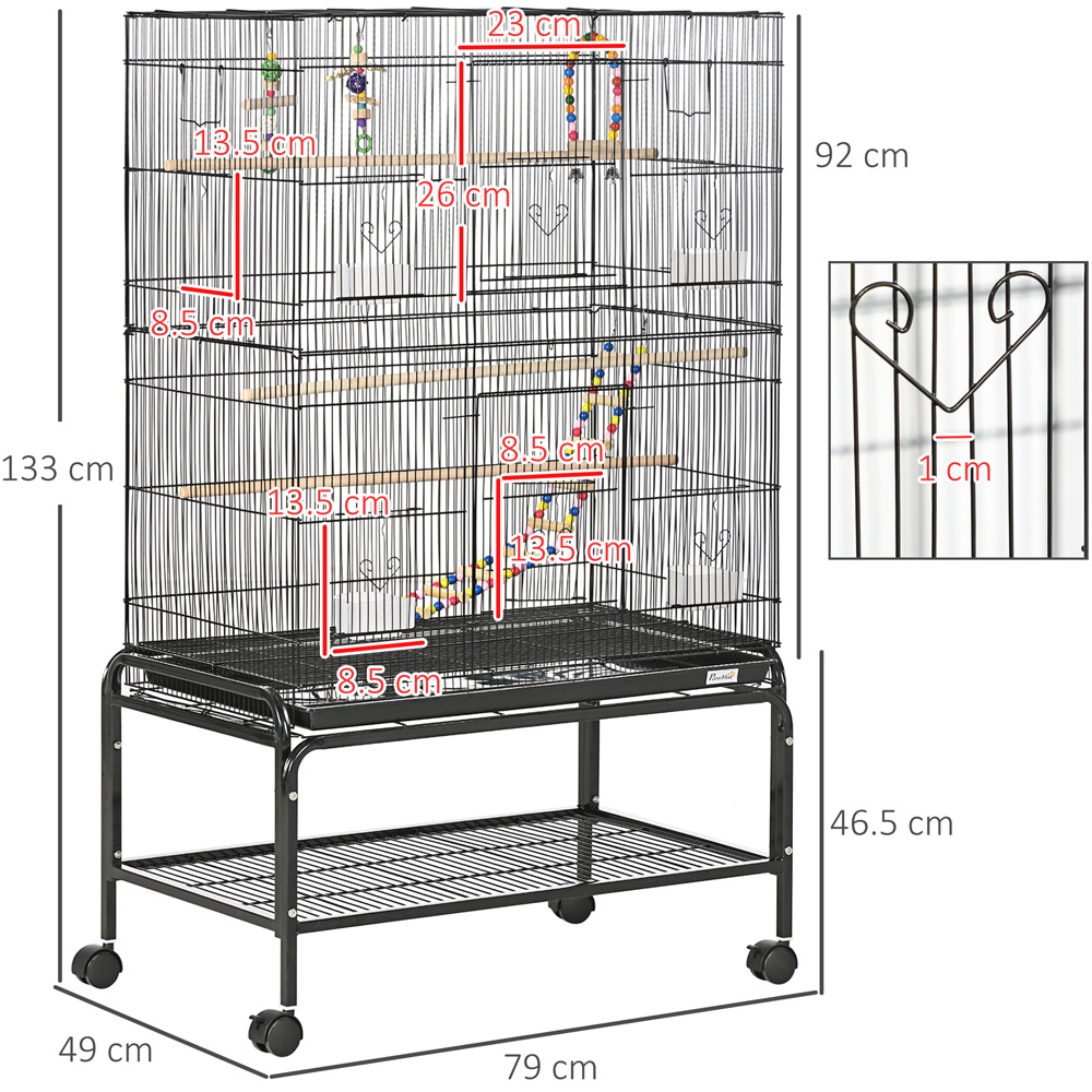 PawHut Black Bird Cage with Stand Image 5