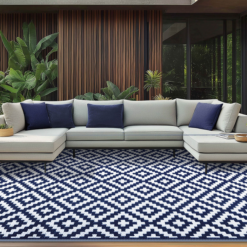 Green Decore Bliss Navy Blue and White Camping and Picnic Rug 270 x 360cm Image 3