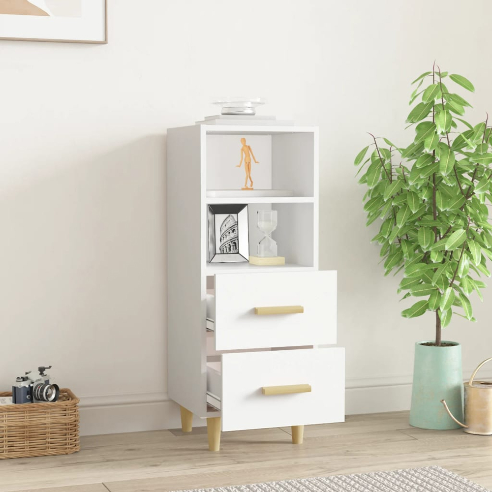 vidaXL 2 Drawer 2 Shelf White Sideboard Image 3