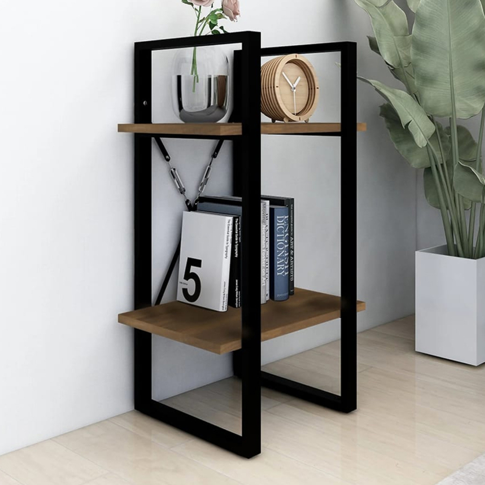 vidaXL 2 Shelf Brown Oak Bookcase Image 1