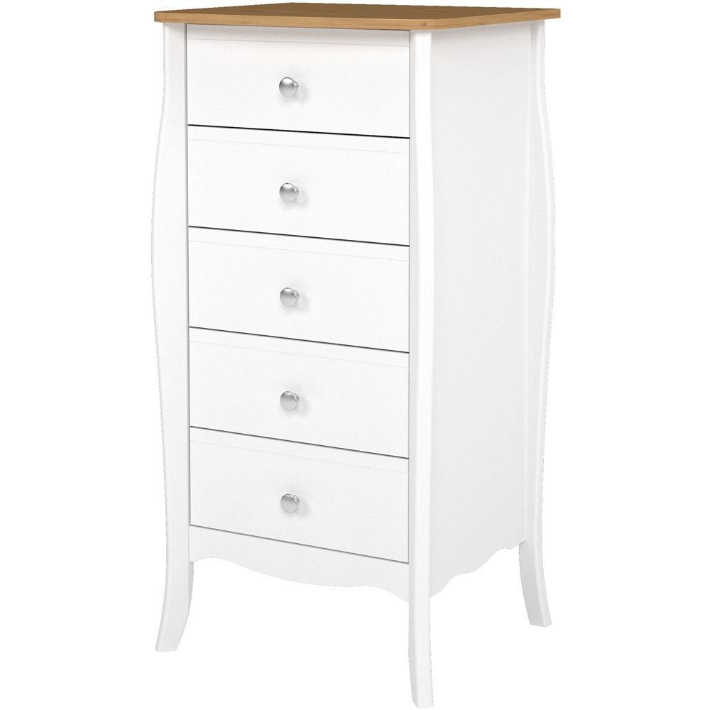Florence Baroque 5 Drawer Pure White Iced Coffee Lacquer Narrow Chest of Drawers Image 3