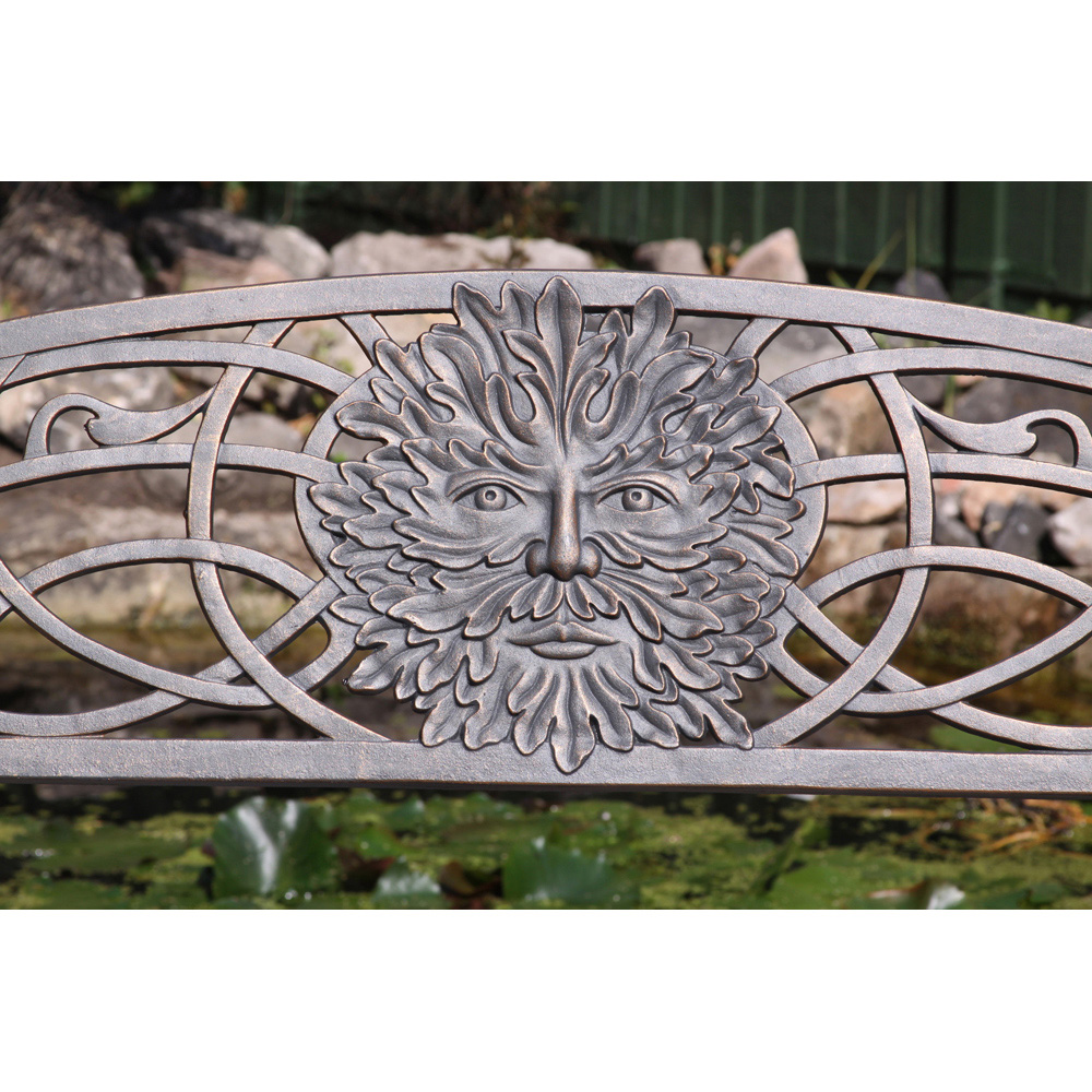 Gardeco 2 Seater Greenman Motif Black and Bronze Patina Cast Iron Bench Image 3