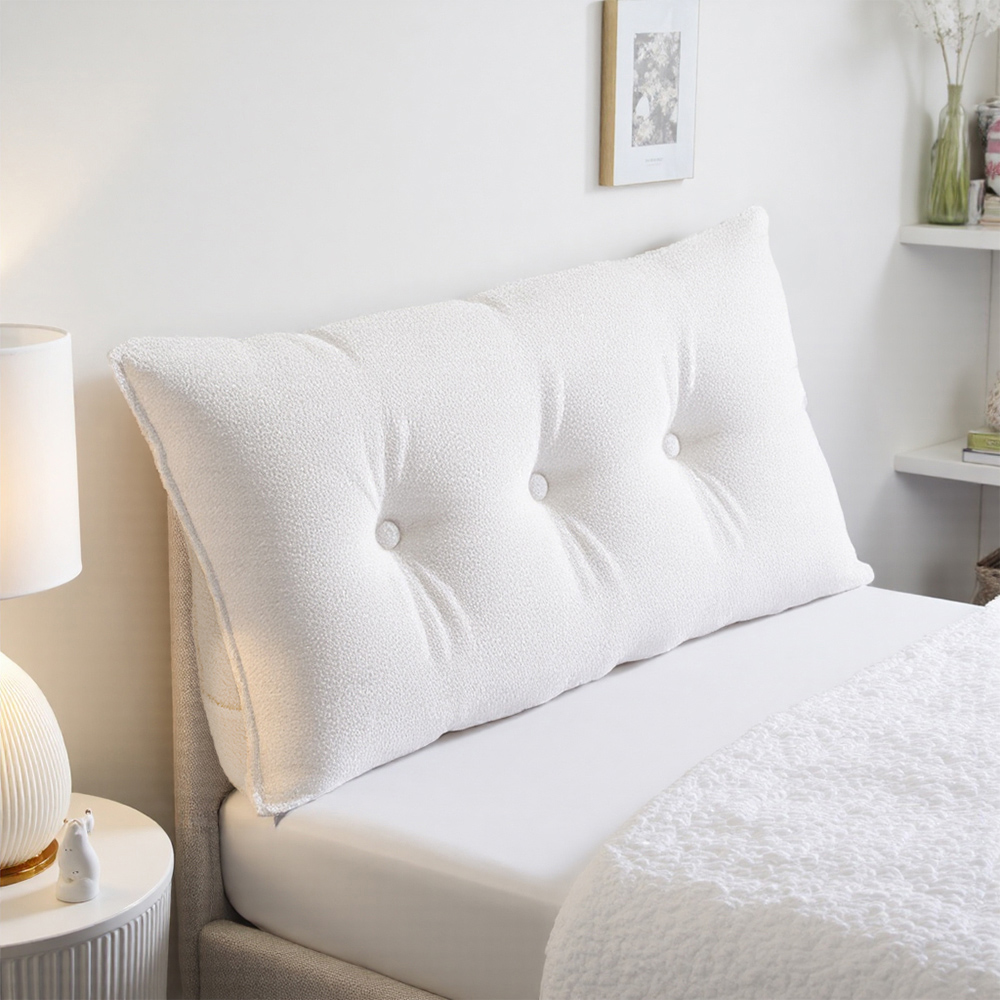 Living and Home Beige Wedge Headboard Pillow with Side Pocket 100 x 50cm Image 2