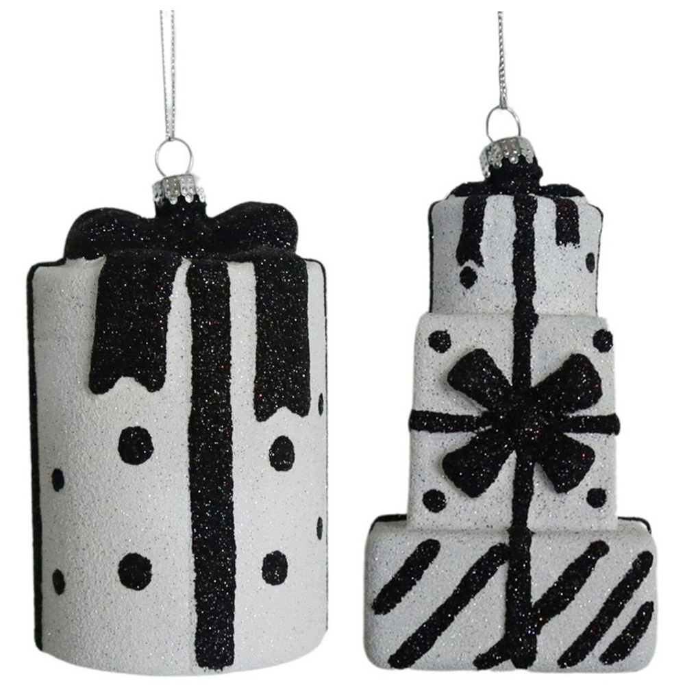 Black & White Present Hanging Decoration - Black Image