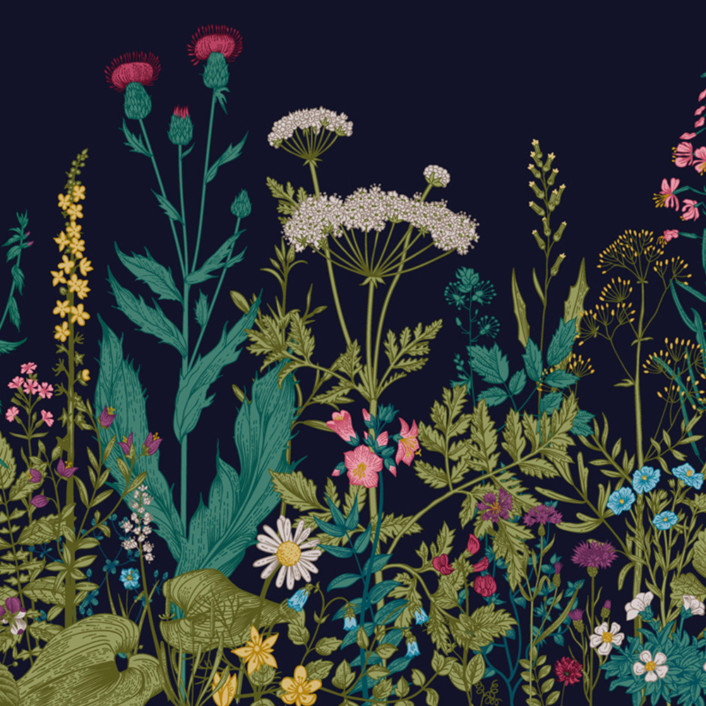 Origin Murals Botanical Fleur Blue and Green Wall Mural Image 2