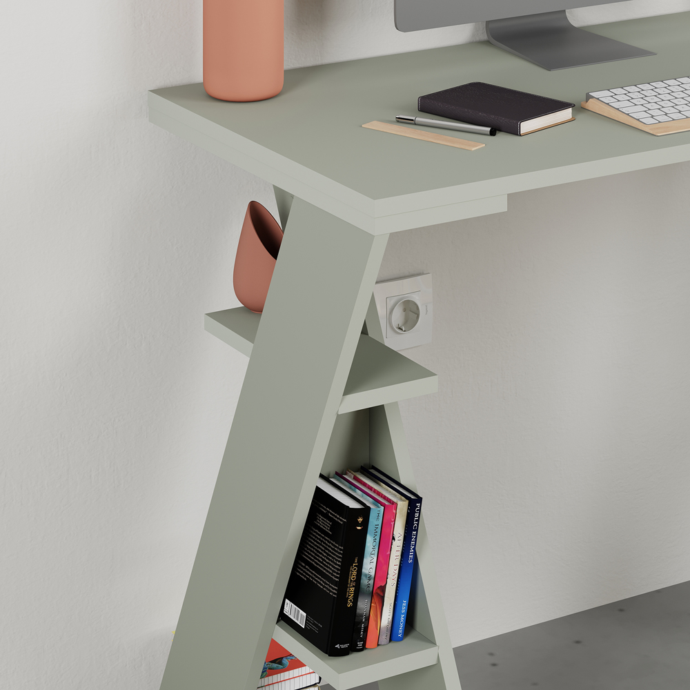 Decortie Papillon 6 Shelf Desk Ash Green Image 3