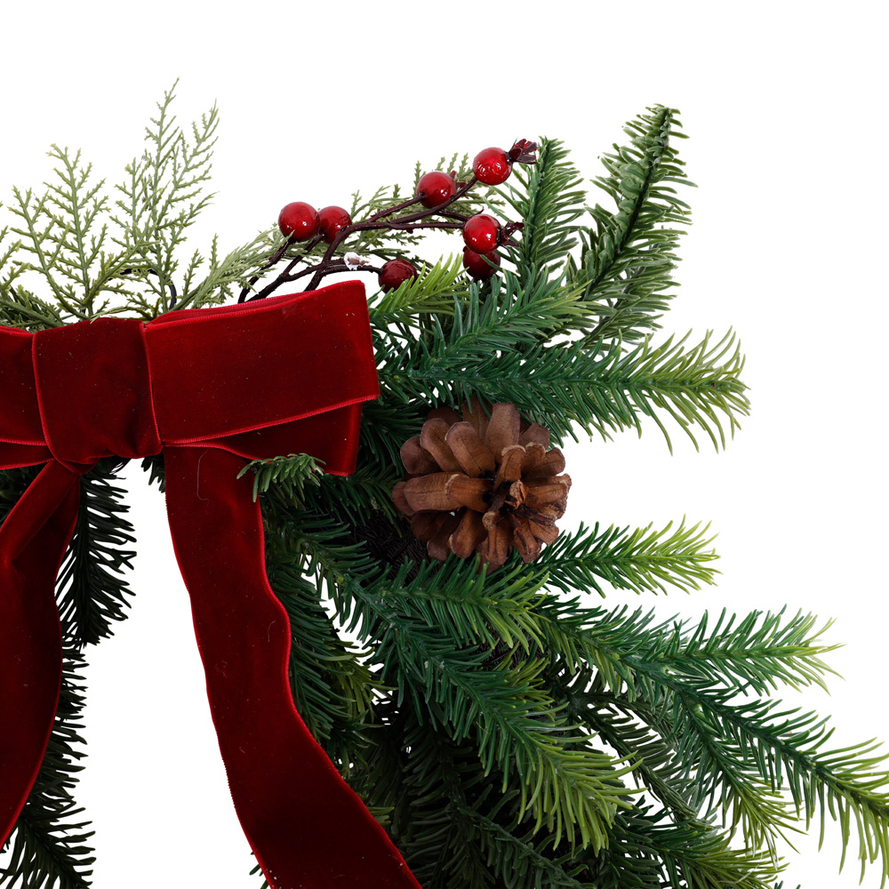 Charles Bentley Green Christmas Wreath with Red Bow and Berries 55cm Image 4