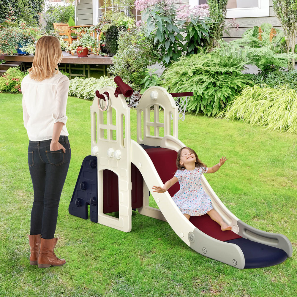 Costway 6-in-1 Toddler Blue Climber Slide Playset Image 5