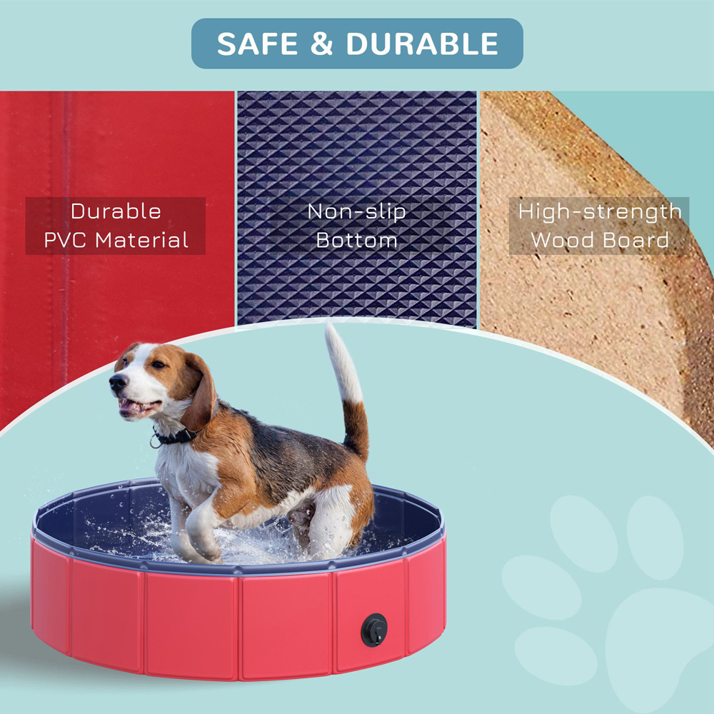 PawHut Red Foldable Pet Paddling Pool Image 6