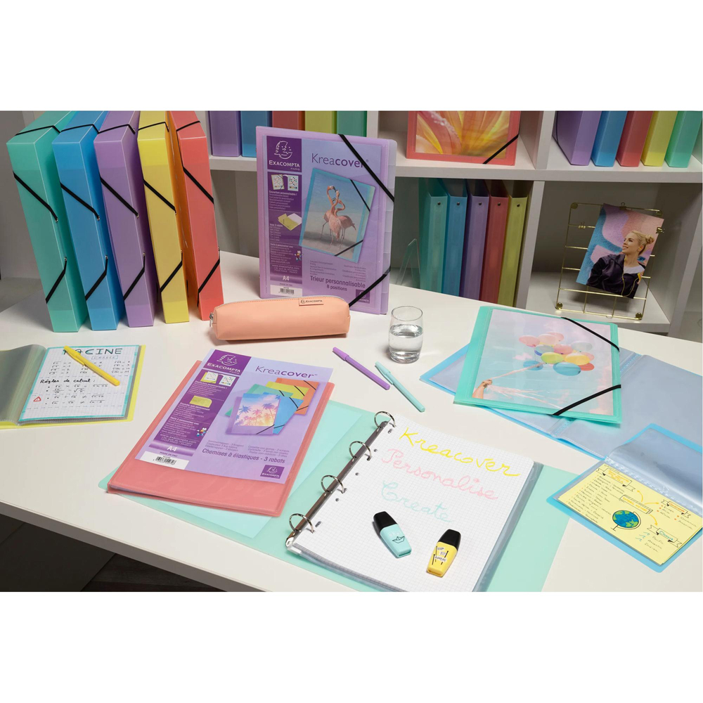 Exacompta Kreacover Pastel A4 Multicolour PP 4R Ring Binder 15mm 20 Pack Image 2