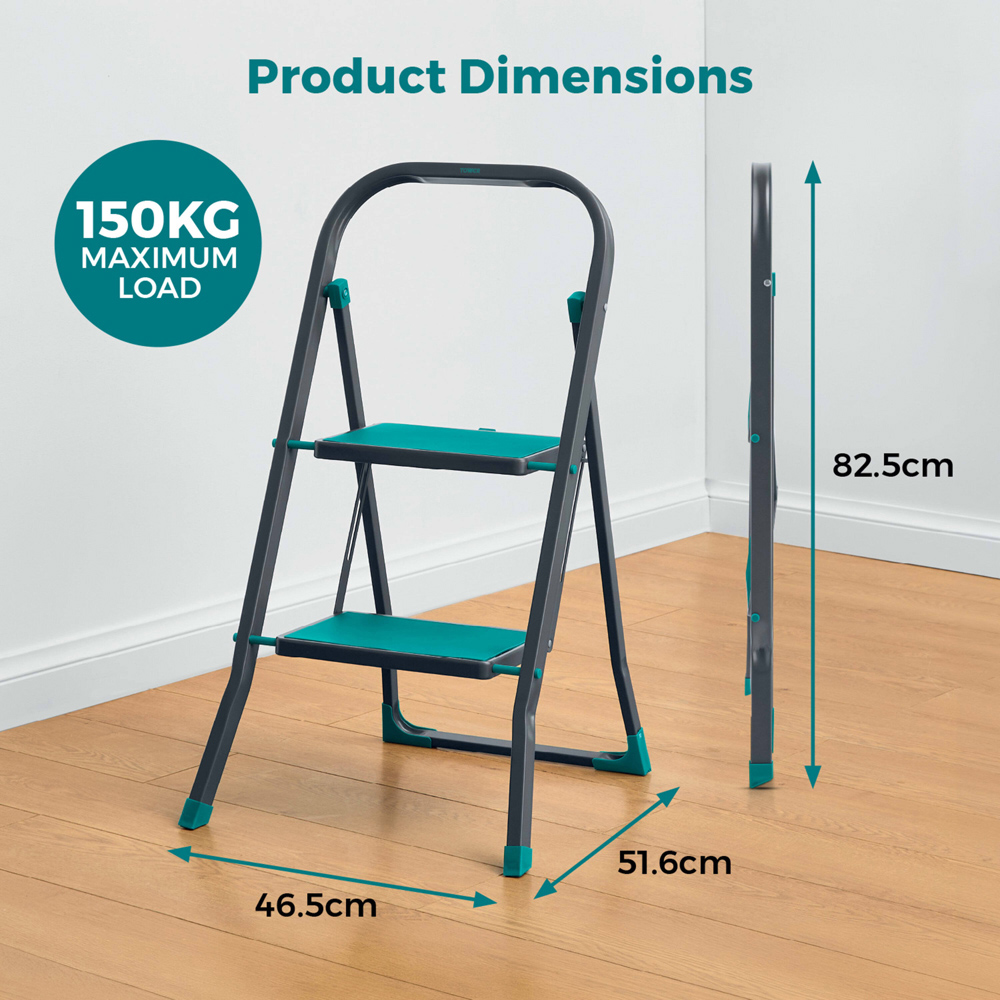 Tower 2-Tread Teal Step Ladder Image 7
