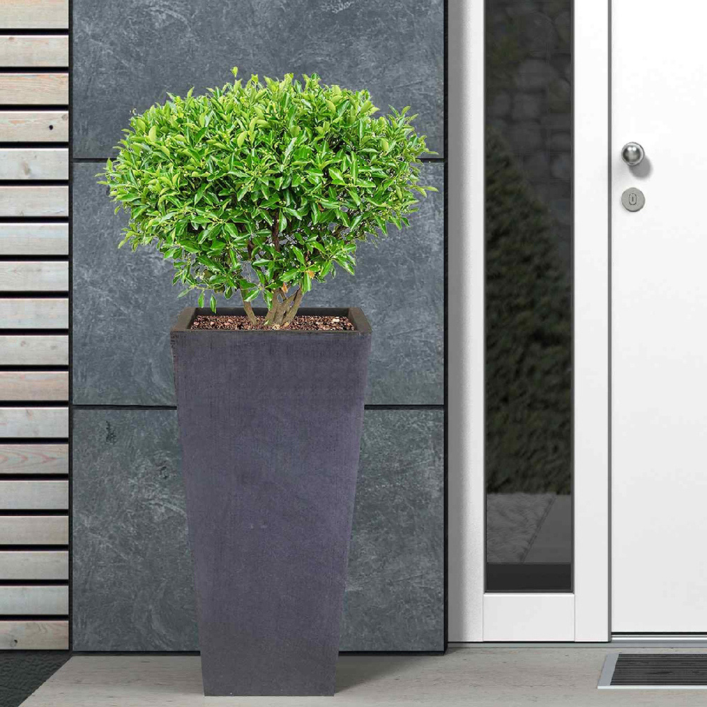 wilko Faux Lead Dark Grey Light Concrete Outdoor Tapered Planter 50cm Image 2