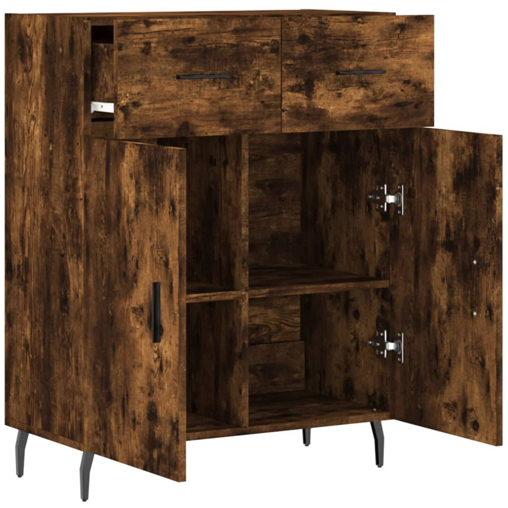 vidaXL 2 Door 2 Drawer Smoked Oak Sideboard Image 5