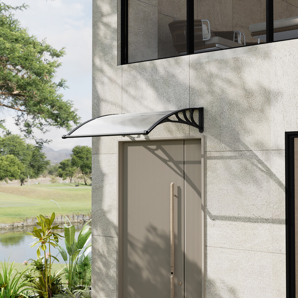 Living and Home Dark Grey Arched Door and Window Awning with Water Channel 1.2 x 1m Image 7