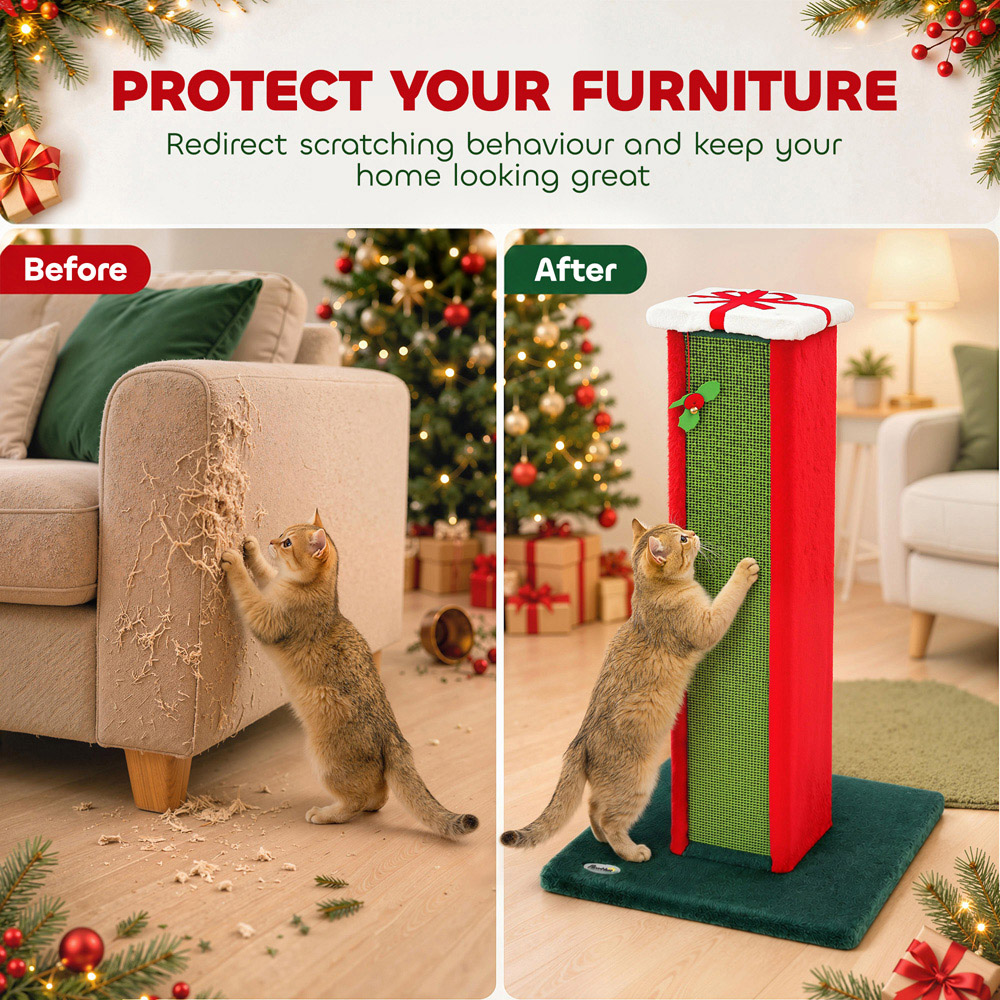PawHut Green Cat Scratching Post with Bell Toy 81cm Image 6