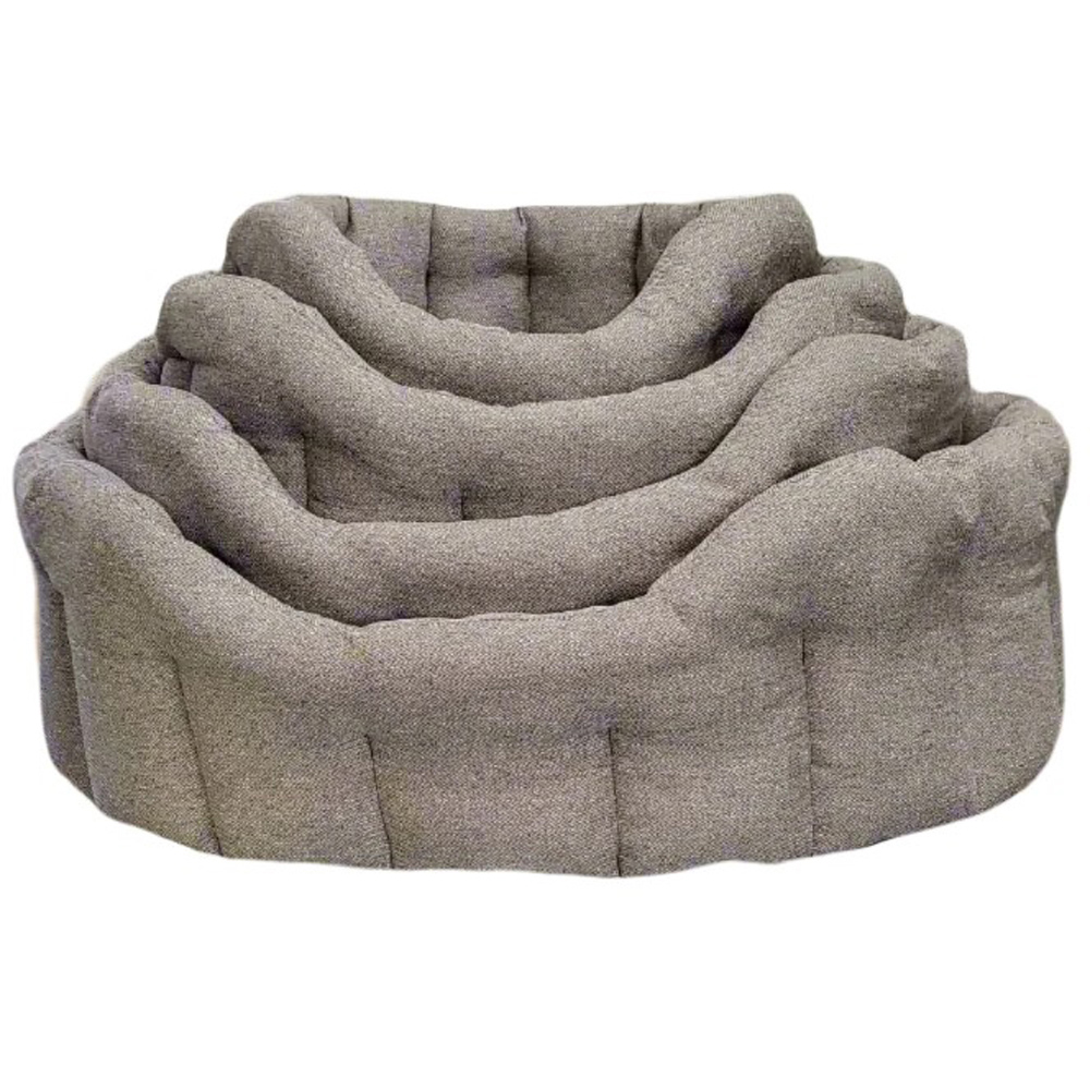 P&L Jumbo Brown Premium Orkney Tweed Fabric Drop Fronted Softee Oval Pet Bed Image 3