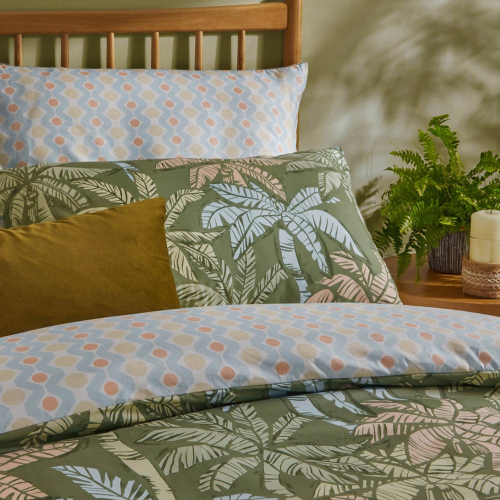 Duvet Day Kentia Double Palm Green Tropical Printed Duvet Set Image 2