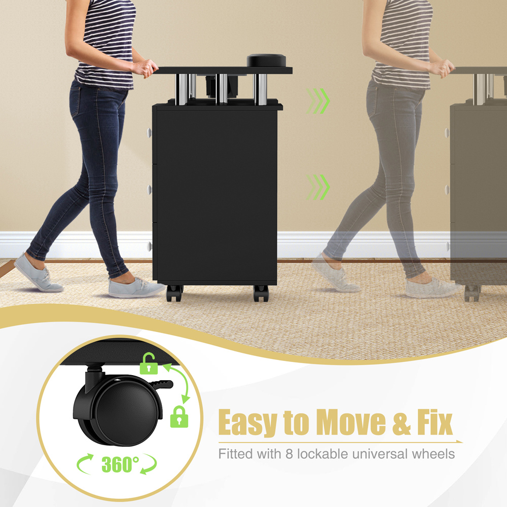 Costway Black Manicure Nail Table with Electric Dust Collector Image 4