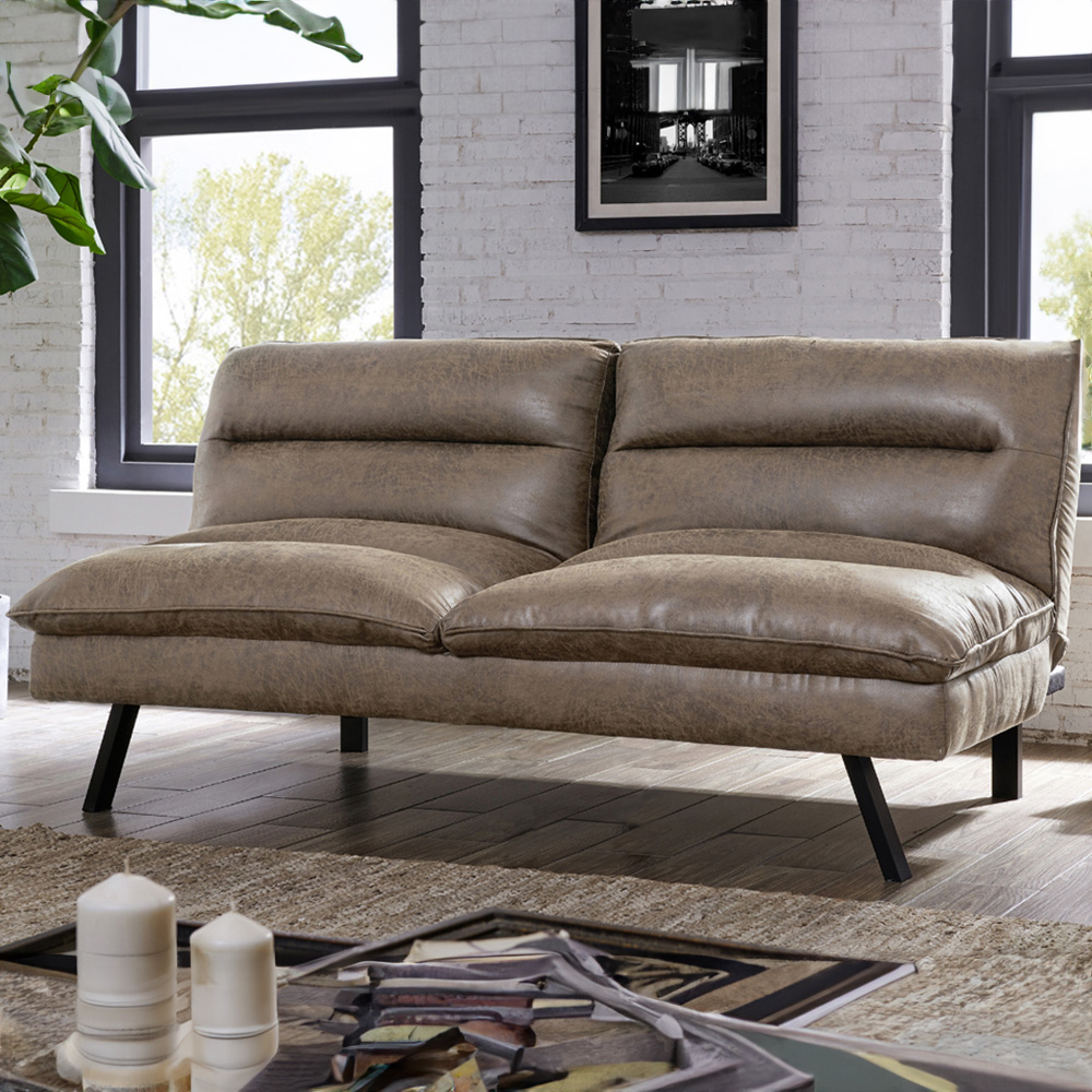 Home Detail Edmonton 2 Seater Grey Air Leather Sofa Bed Image 1