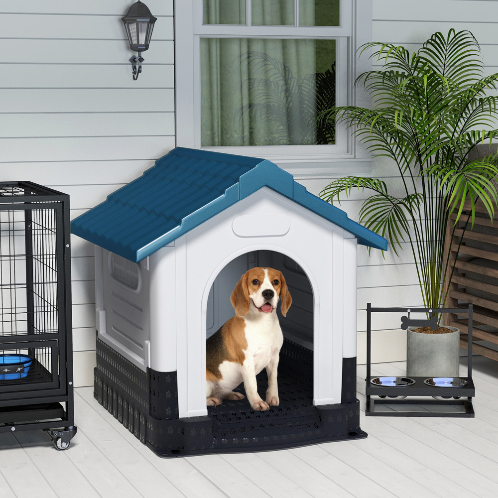 PawHut Blue Outdoor Medium and Large Dog Kennel Image 2