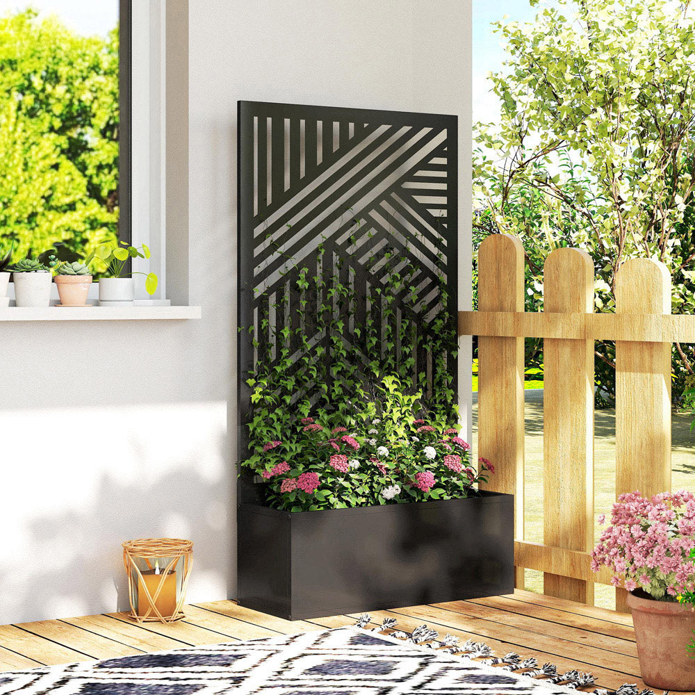 Outsunny Metal Garden Bed with Trellis 113 x 61 x 23cm Image 8