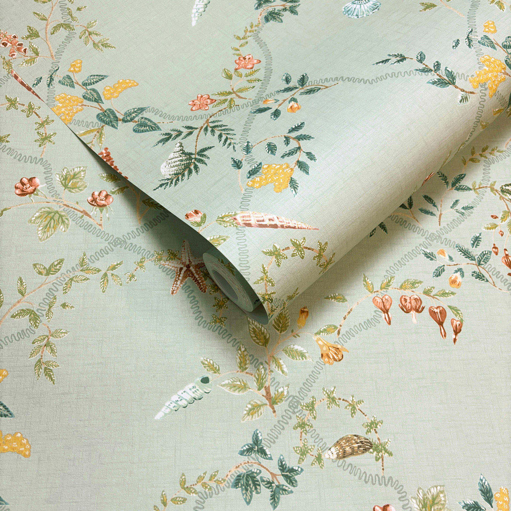 Holden Decor Shell Trellis Duck Egg Blue Wallpaper Image 2