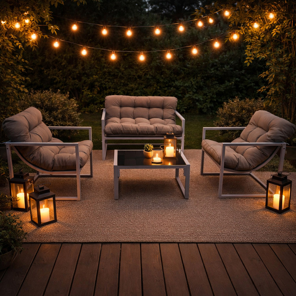Neo Direct 4 Seater Grey Outdoor Patio Set with Cushions Image 3