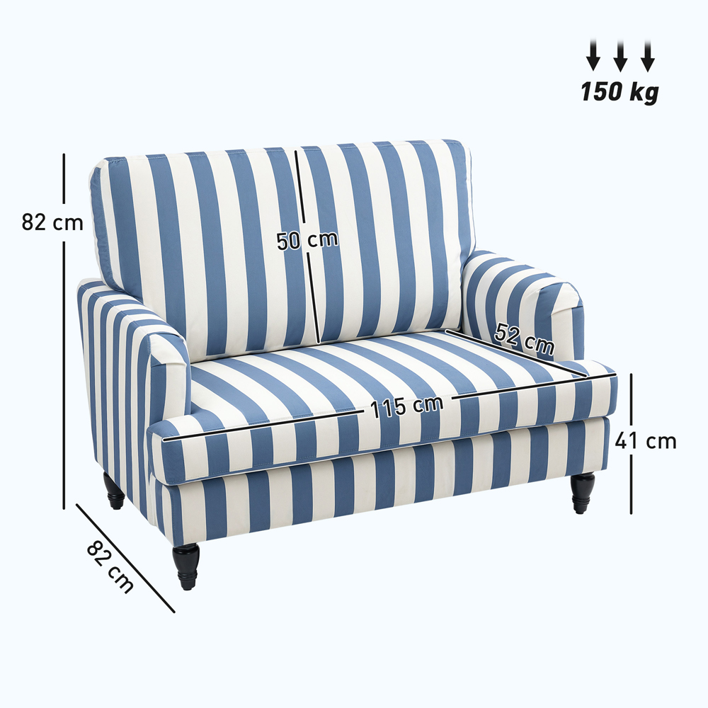 HOMCOM Blue and White Striped Armchair Image 9