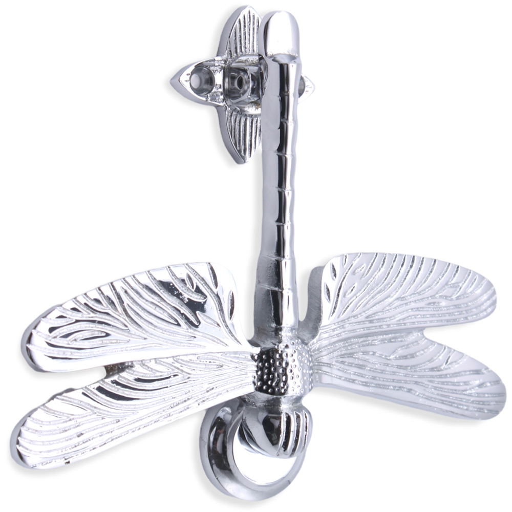 Spira Brass Polished Chrome Dragonfly Door Knocker Image 1