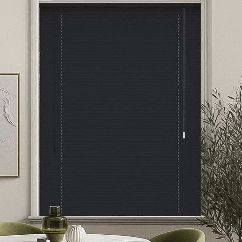 New Edge Blinds PVC Venetian Blind Black 125cm Image 1