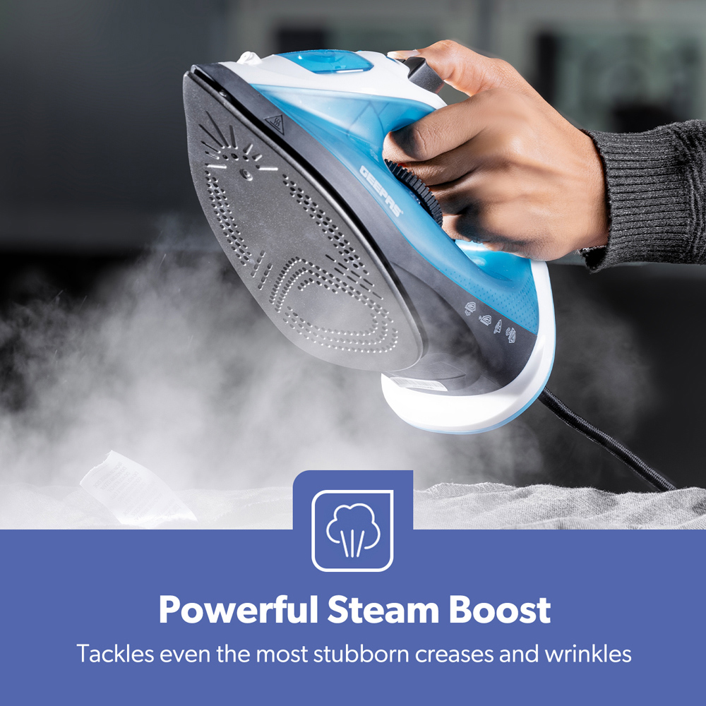 Geepas GSI7783UK-BL Blue Fast Heat Up Steam Iron 1800W Image 3