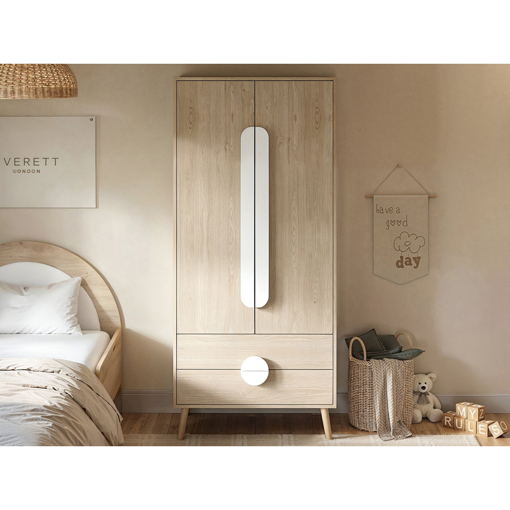 Flair Noah 2 Door 2 Drawer Oak and White Wardrobe Image 4