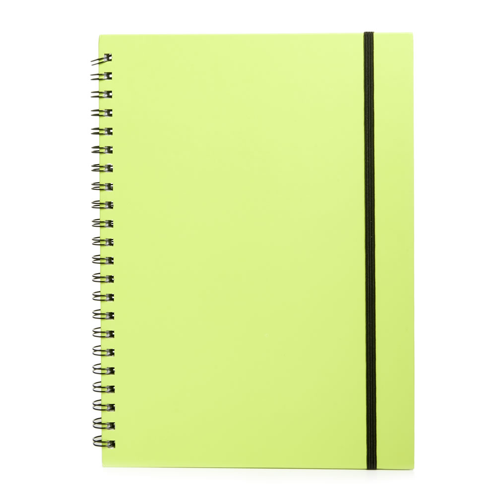 Wilko Notebook A4 Hard Back Wiro Lime Image