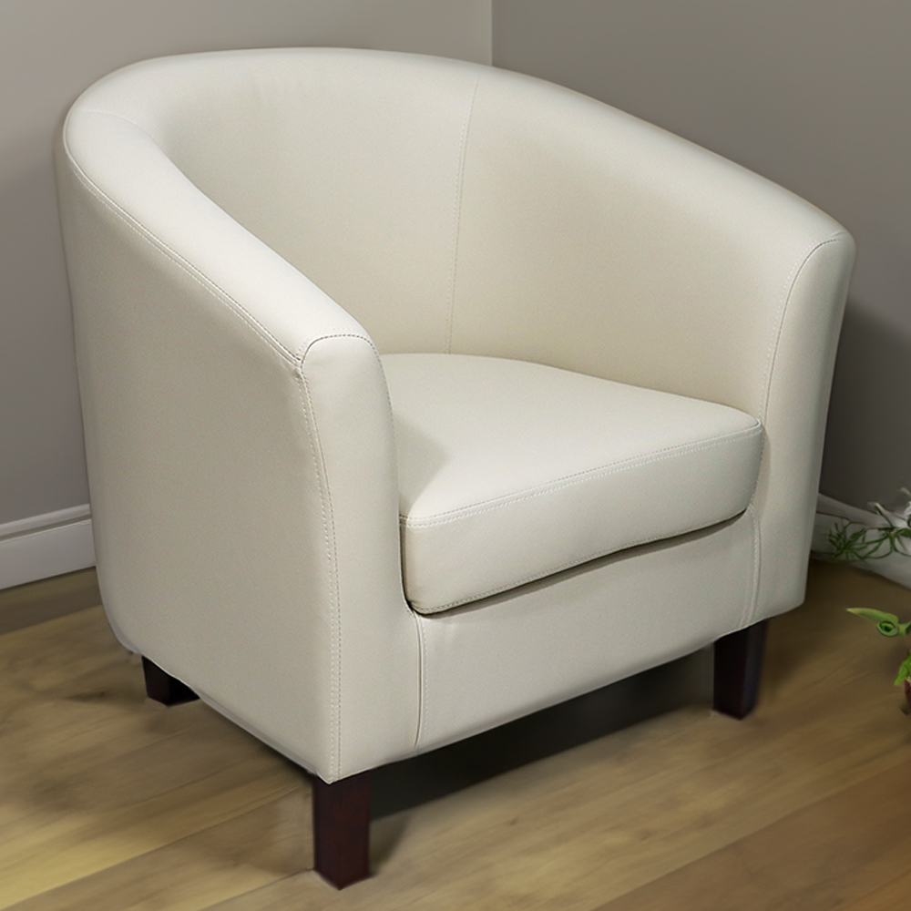 Brooklyn Ivory Faux Leather Tub Chair Image 1