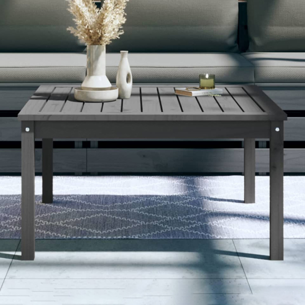 vidaXL Grey Solid Pine Wood Slatted Garden Table 82.5 x 82.5cm Image 1